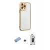 MARSİLYAN™- iPhone 13 Pro Max Kılıf Çekirdek Klasik Serisi - Siyah Bilvis Hayalet Cam Ekran Koruyucu + Shine Kamera Lens Koruma Cam - MI
