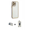 MARSİLYAN™- iPhone 13 Pro Max Kılıf Çekirdek Klasik Serisi - Siyah Bilvis Hayalet Cam Ekran Koruyucu + Rainbow Kamera Lens Koruma Cam - MI