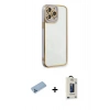 MARSİLYAN™- iPhone 13 Pro Max Kılıf Çekirdek Klasik Serisi - Siyah Bilvis Hayalet Cam Ekran Koruyucu + Shine Kamera Lens Koruma Cam - MI