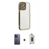 MARSİLYAN™- iPhone 13 Pro Max Kılıf Çekirdek Klasik Serisi - Siyah Bilvis Hayalet Cam Ekran Koruyucu + Neon Fosforlu Kamera Lens - MI