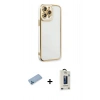 MARSİLYAN™- iPhone 13 Pro Max Kılıf Çekirdek Klasik Serisi - Siyah Bilvis Hayalet Cam Ekran Koruyucu + Shine Kamera Lens Koruma Cam - MI