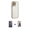 MARSİLYAN™- iPhone 13 Pro Max Kılıf Çekirdek Klasik Serisi - Siyah Bilvis Hayalet Cam Ekran Koruyucu + Neon Fosforlu Kamera Lens - BZ