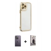 MARSİLYAN™- iPhone 13 Pro Max Kılıf Çekirdek Klasik Serisi - Siyah Bilvis Hayalet Cam Ekran Koruyucu + Neon Fosforlu Kamera Lens - BZ