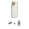 MARSİLYAN™- iPhone 13 Pro Max Kılıf Çekirdek Klasik Serisi - Siyah Bilvis Hayalet Cam Ekran Koruyucu + Renkli Kamera Lens Koruma Cam - PE