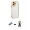 MARSİLYAN™- iPhone 13 Pro Max Kılıf Çekirdek Klasik Serisi - Siyah Bilvis Hayalet Cam Ekran Koruyucu + Shine Kamera Lens Koruma Cam - PE