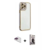 MARSİLYAN™- iPhone 13 Pro Max Kılıf Çekirdek Klasik Serisi - Siyah Bilvis Hayalet Cam Ekran Koruyucu + Pers Alüminyum Kamera Lens - GI