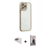 MARSİLYAN™- iPhone 13 Pro Max Kılıf Çekirdek Klasik Serisi - Siyah Bilvis Hayalet Cam Ekran Koruyucu + Pers Alüminyum Kamera Lens - GD