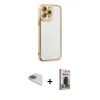 MARSİLYAN™- iPhone 13 Pro Max Kılıf Çekirdek Klasik Serisi - Siyah Bilvis Hayalet Cam Ekran Koruyucu + Pers Alüminyum Kamera Lens - GD