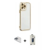 MARSİLYAN™- iPhone 13 Pro Max Kılıf Çekirdek Klasik Serisi - Siyah Bilvis Hayalet Cam Ekran Koruyucu + Pers Alüminyum Kamera Lens - SABE