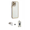 MARSİLYAN™- iPhone 13 Pro Max Kılıf Çekirdek Klasik Serisi - Siyah Bilvis Hayalet Cam Ekran Koruyucu + Pers Alüminyum Kamera Lens - GD