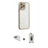 MARSİLYAN™- iPhone 13 Pro Max Kılıf Çekirdek Klasik Serisi - Siyah Bilvis Hayalet Cam Ekran Koruyucu + Pers Alüminyum Kamera Lens - SABE