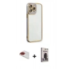 MARSİLYAN™- iPhone 13 Pro Max Kılıf Çekirdek Klasik Serisi - Siyah Bilvis Hayalet Cam Ekran Koruyucu + Pers Alüminyum Kamera Lens - KI
