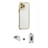 MARSİLYAN™- iPhone 13 Pro Max Kılıf Çekirdek Klasik Serisi - Siyah Bilvis Hayalet Cam Ekran Koruyucu + Pers Alüminyum Kamera Lens - GD