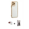 MARSİLYAN™- iPhone 13 Pro Max Kılıf Çekirdek Klasik Serisi - Siyah Bilvis Hayalet Cam Ekran Koruyucu + Pers Alüminyum Kamera Lens - KI