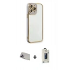 MARSİLYAN™- iPhone 13 Pro Max Kılıf Çekirdek Klasik Serisi - Siyah Bilvis Hayalet Cam Ekran Koruyucu + Rainbow Kamera Lens Koruma Cam - MR