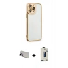 MARSİLYAN™- iPhone 13 Pro Max Kılıf Çekirdek Klasik Serisi - Siyah Bilvis Hayalet Cam Ekran Koruyucu + Rainbow Kamera Lens Koruma Cam - MR