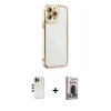 MARSİLYAN™- iPhone 13 Pro Max Kılıf Çekirdek Klasik Serisi - Siyah Bilvis Hayalet Cam Ekran Koruyucu + Shine Kamera Lens - GD