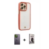 MARSİLYAN™- iPhone 13 Pro Max Kılıf Çekirdek Klasik Serisi - Siyah Bilvis Hayalet Cam Ekran Koruyucu + Neon Fosforlu Kamera Lens - YL