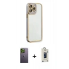 MARSİLYAN™- iPhone 13 Pro Max Kılıf Çekirdek Klasik Serisi - Siyah Bilvis Hayalet Cam Ekran Koruyucu + Neon Fosforlu Kamera Lens - YL