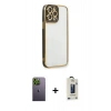 MARSİLYAN™- iPhone 13 Pro Max Kılıf Çekirdek Klasik Serisi - Siyah Bilvis Hayalet Cam Ekran Koruyucu + Neon Fosforlu Kamera Lens - YL