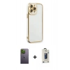 MARSİLYAN™- iPhone 13 Pro Max Kılıf Çekirdek Klasik Serisi - Siyah Bilvis Hayalet Cam Ekran Koruyucu + Neon Fosforlu Kamera Lens - YL