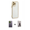 MARSİLYAN™- iPhone 13 Pro Max Kılıf Çekirdek Klasik Serisi - Siyah Bilvis Hayalet Cam Ekran Koruyucu + Neon Fosforlu Kamera Lens - YL