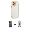 MARSİLYAN™- iPhone 13 Pro Max Kılıf Çekirdek Klasik Serisi - Siyah Bilvis Hayalet Cam Ekran Koruyucu + Neon Fosforlu Kamera Lens - YL