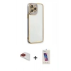 MARSİLYAN™- iPhone 13 Pro Max Kılıf Çekirdek Klasik Serisi - Siyah Joko 5D Cam + Pers Alüminyum Kamera Lens - KI