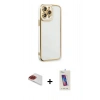 MARSİLYAN™- iPhone 13 Pro Max Kılıf Çekirdek Klasik Serisi - Siyah Joko 5D Cam + Pers Alüminyum Kamera Lens - KI