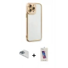 MARSİLYAN™- iPhone 13 Pro Max Kılıf Çekirdek Klasik Serisi - Siyah Joko 5D Cam + Pers Alüminyum Kamera Lens - SABE