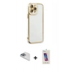 MARSİLYAN™- iPhone 13 Pro Max Kılıf Çekirdek Klasik Serisi - Siyah Joko 5D Cam + Pers Alüminyum Kamera Lens - SABE