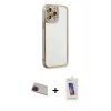 MARSİLYAN™- iPhone 13 Pro Max Kılıf Çekirdek Klasik Serisi - Siyah Joko 5D Cam + Rainbow Kamera Lens Koruma Cam - KI