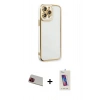 MARSİLYAN™- iPhone 13 Pro Max Kılıf Çekirdek Klasik Serisi - Siyah Joko 5D Cam + Rainbow Kamera Lens Koruma Cam - KI