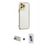 MARSİLYAN™- iPhone 13 Pro Max Kılıf Çekirdek Klasik Serisi - Siyah Joko 5D Cam + Rainbow Kamera Lens Koruma Cam - REGD
