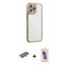 MARSİLYAN™- iPhone 13 Pro Max Kılıf Çekirdek Klasik Serisi - Siyah Joko 5D Cam + Renkli Kamera Lens Koruma Cam - TU
