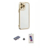 MARSİLYAN™- iPhone 13 Pro Max Kılıf Çekirdek Klasik Serisi - Siyah Joko 5D Cam + Renkli Kamera Lens Koruma Cam - TU