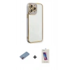 MARSİLYAN™- iPhone 13 Pro Max Kılıf Çekirdek Klasik Serisi - Siyah Joko 5D Cam + Shine Kamera Lens Koruma Cam - PE