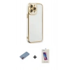 MARSİLYAN™- iPhone 13 Pro Max Kılıf Çekirdek Klasik Serisi - Siyah Joko 5D Cam + Shine Kamera Lens Koruma Cam - PE
