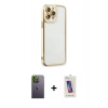 MARSİLYAN™- iPhone 13 Pro Max Kılıf Çekirdek Klasik Serisi - Siyah Joko 5D Cam + Neon Fosforlu Kamera Lens - YL