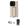 MARSİLYAN™- iPhone 13 Pro Max Kılıf Çekirdek Yansıma - Şeffaf 360 Full Body Arka Koruyucu + Beyaz Rainbow Kamera Lens Koruma Cam