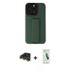 MARSİLYAN™- iPhone 13 Pro Max Kılıf Çekirdek Yansıma - Şeffaf Pasifik Cam Ekran Koruyucu + Gold Raze Metal Kamera Lens