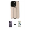 MARSİLYAN™- iPhone 13 Pro Max Kılıf Çekirdek Yansıma - Şeffaf Pasifik Cam Ekran Koruyucu + Neon Fosforlu Kamera Lens - BZ