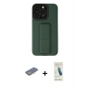 MARSİLYAN™- iPhone 13 Pro Max Kılıf Çekirdek Yansıma - Şeffaf Pasifik Cam Ekran Koruyucu + Sarı Renkli Kamera Lens Koruma Cam