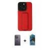 MARSİLYAN™- iPhone 13 Pro Max Kılıf Çekirdek Yansıma - Siyah 18D Cam Ekran Koruyucu + Neon Fosforlu Kamera Lens - BZ