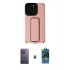MARSİLYAN™- iPhone 13 Pro Max Kılıf Çekirdek Yansıma - Siyah 18D Cam Ekran Koruyucu + Neon Fosforlu Kamera Lens - BZ