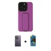 MARSİLYAN™- iPhone 13 Pro Max Kılıf Çekirdek Yansıma - Siyah 18D Cam Ekran Koruyucu + Neon Fosforlu Kamera Lens - BZ