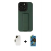 MARSİLYAN™- iPhone 13 Pro Max Kılıf Çekirdek Yansıma - Siyah 18D Cam Ekran Koruyucu + Shine Kamera Lens - GD