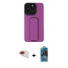 MARSİLYAN™- iPhone 13 Pro Max Kılıf Çekirdek Yansıma - Siyah 18D Cam Ekran Koruyucu + Kırmızı Pers Alüminyum Kamera Lens