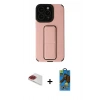 MARSİLYAN™- iPhone 13 Pro Max Kılıf Çekirdek Yansıma - Siyah 18D Cam Ekran Koruyucu + Kırmızı Pers Alüminyum Kamera Lens