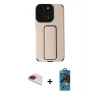 MARSİLYAN™- iPhone 13 Pro Max Kılıf Çekirdek Yansıma - Siyah 18D Cam Ekran Koruyucu + Kırmızı Pers Alüminyum Kamera Lens